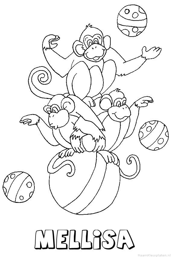 Mellisa apen circus kleurplaat