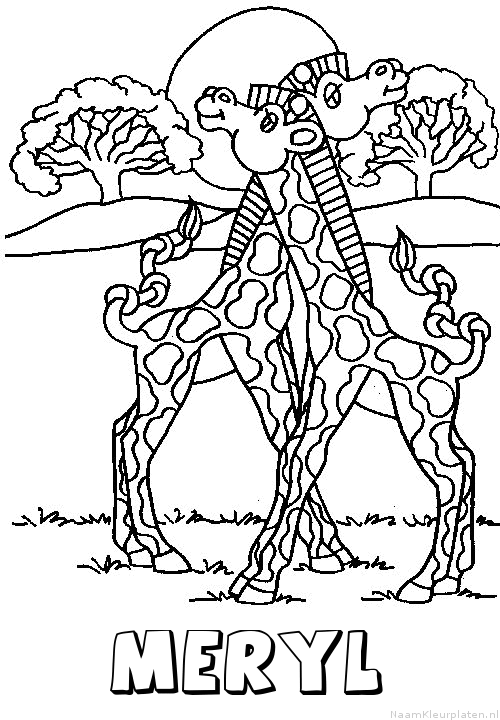 Meryl giraffe koppel kleurplaat
