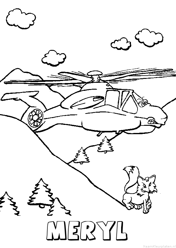 Meryl helikopter kleurplaat
