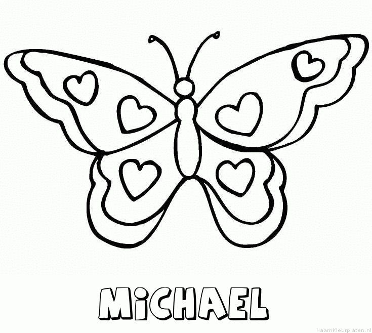 Michael vlinder hartjes kleurplaat