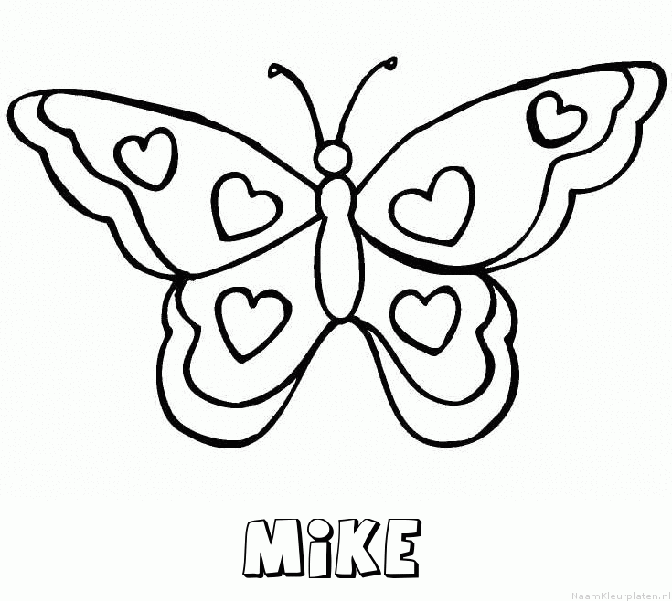 Mike vlinder hartjes kleurplaat