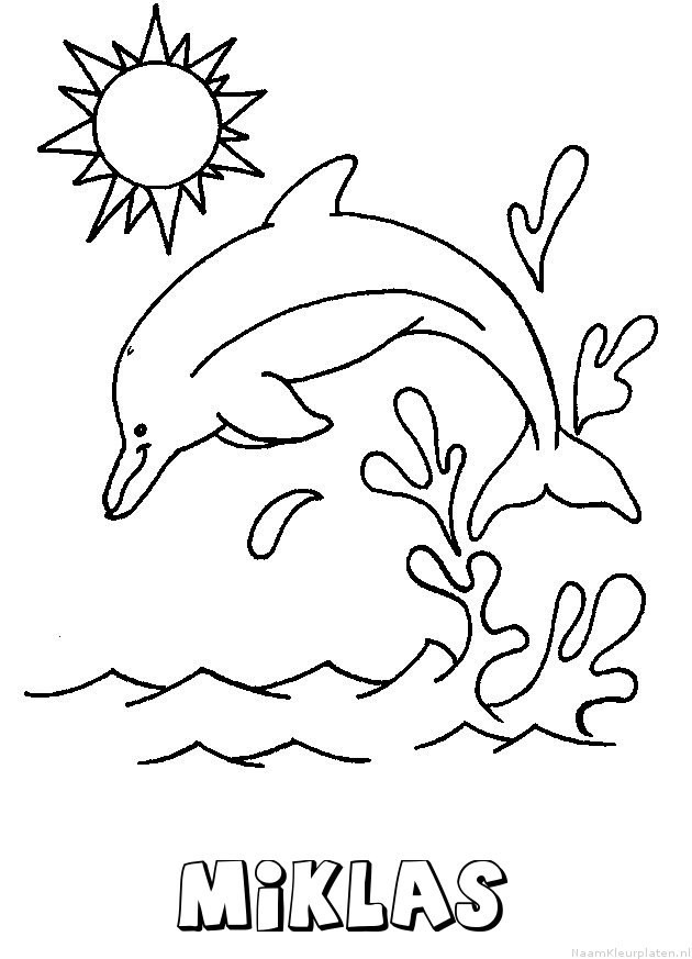 Miklas dolfijn kleurplaat