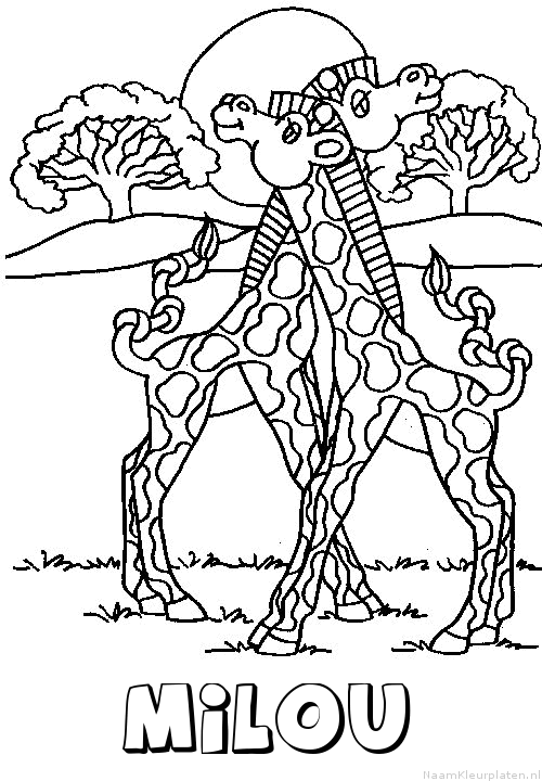 Milou giraffe koppel kleurplaat