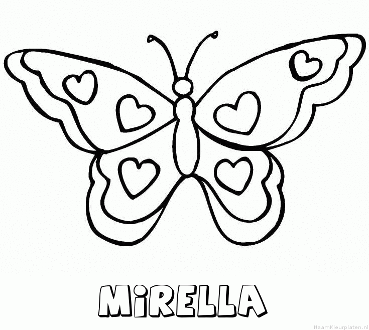 Mirella vlinder hartjes kleurplaat