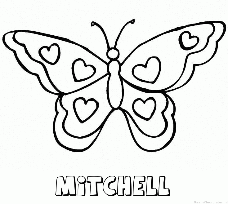 Mitchell vlinder hartjes kleurplaat