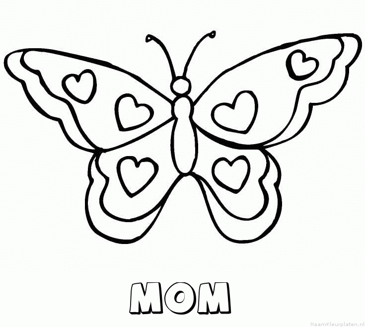 Mom vlinder hartjes kleurplaat