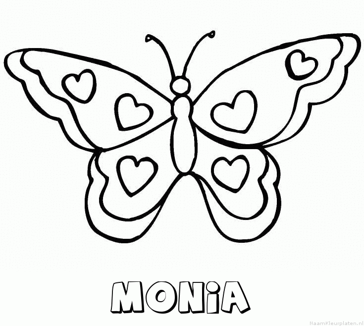Monia vlinder hartjes kleurplaat
