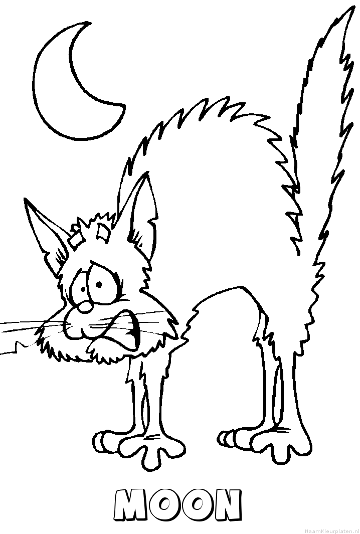 Moon kat kleurplaat