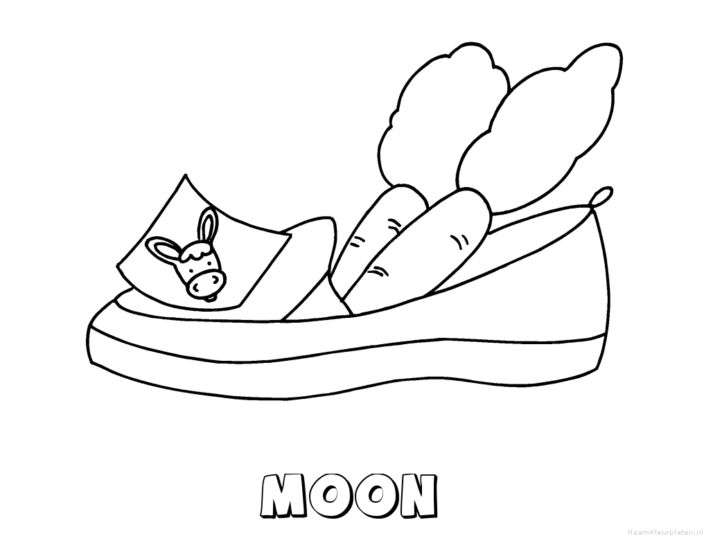 Moon schoen zetten kleurplaat