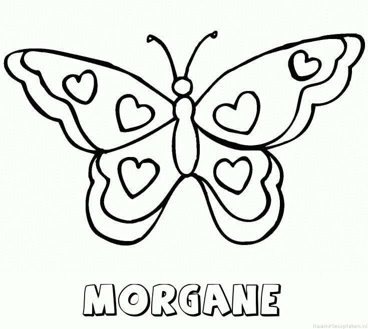 Morgane vlinder hartjes kleurplaat
