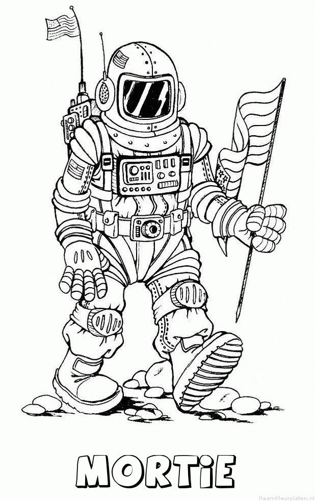 Mortie astronaut kleurplaat