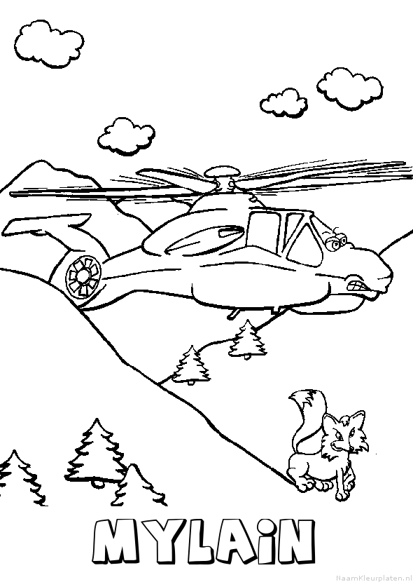 Mylain helikopter kleurplaat