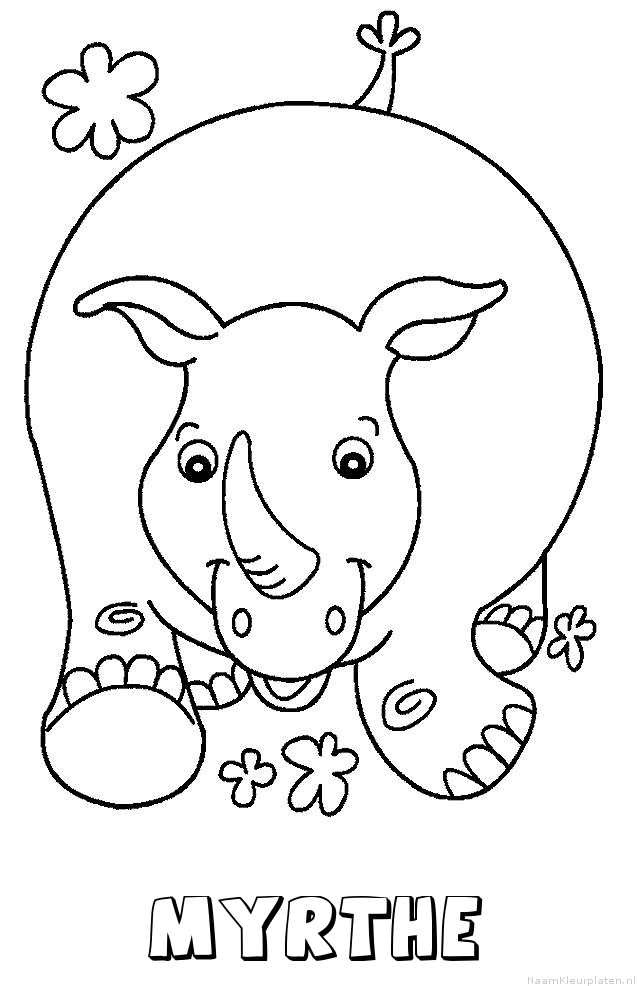 Myrthe neushoorn kleurplaat
