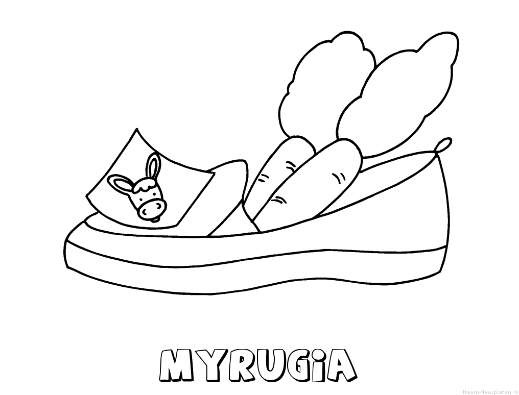 Myrugia schoen zetten kleurplaat