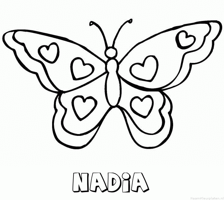 Nadia vlinder hartjes kleurplaat