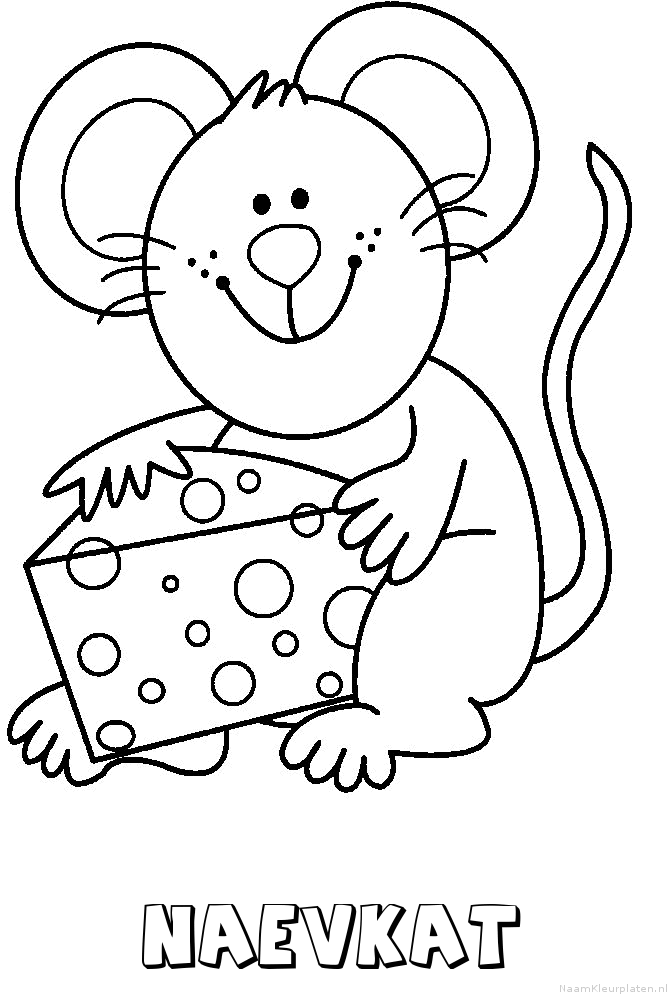 Naevkat muis kaas kleurplaat
