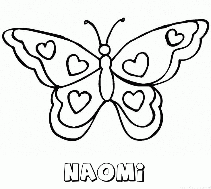 Naomi vlinder hartjes kleurplaat