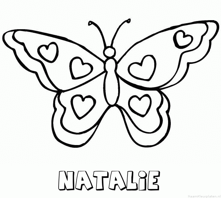 Natalie vlinder hartjes kleurplaat