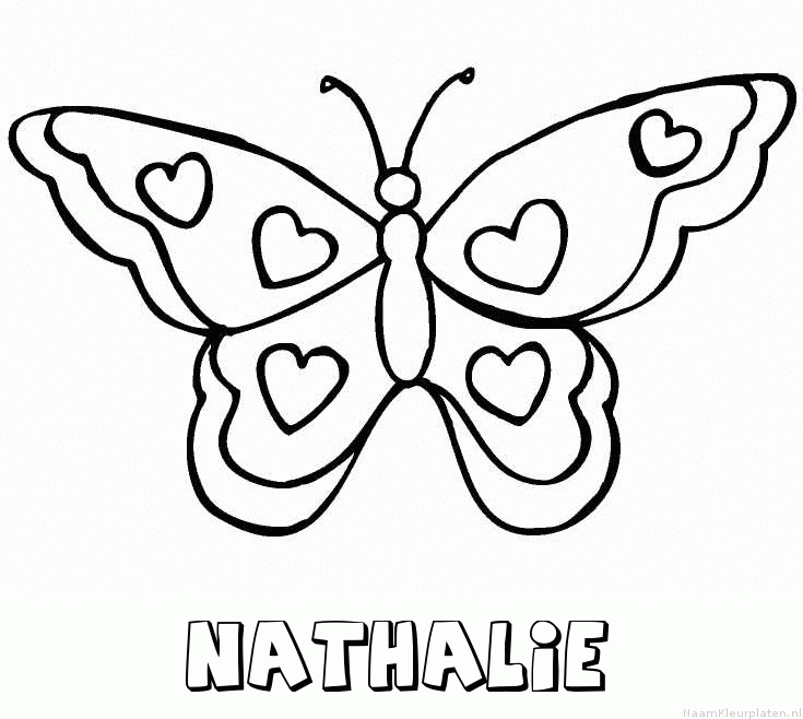 Nathalie vlinder hartjes kleurplaat