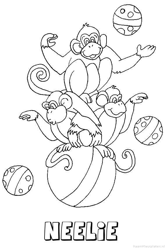 Neelie apen circus kleurplaat