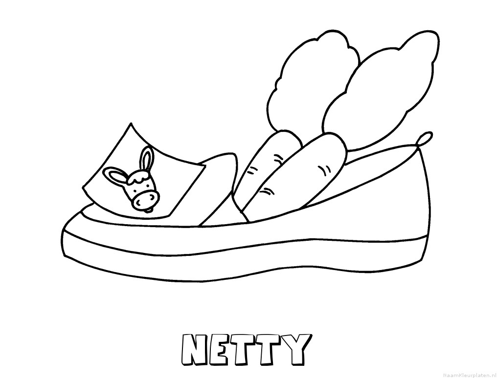 Netty schoen zetten kleurplaat