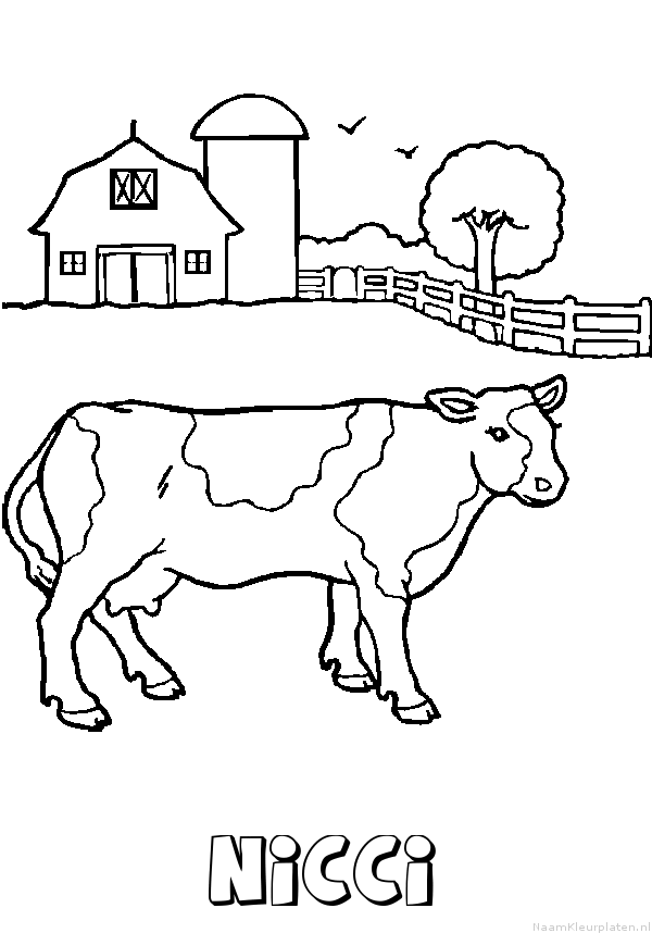 Nicci koe kleurplaat