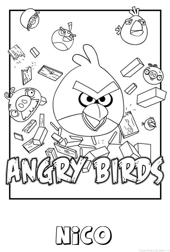 Nico angry birds kleurplaat