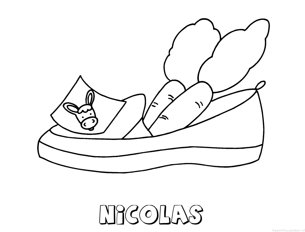 Nicolas schoen zetten kleurplaat