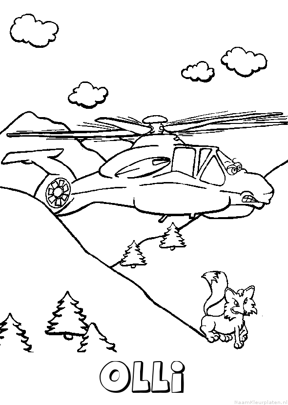 Olli helikopter kleurplaat