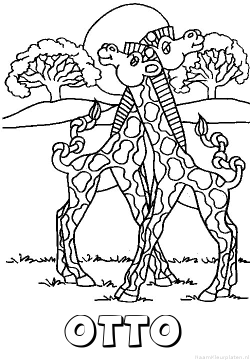Otto giraffe koppel kleurplaat