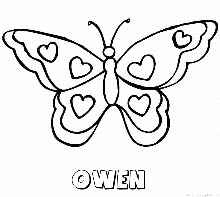 Owen vlinder hartjes kleurplaat