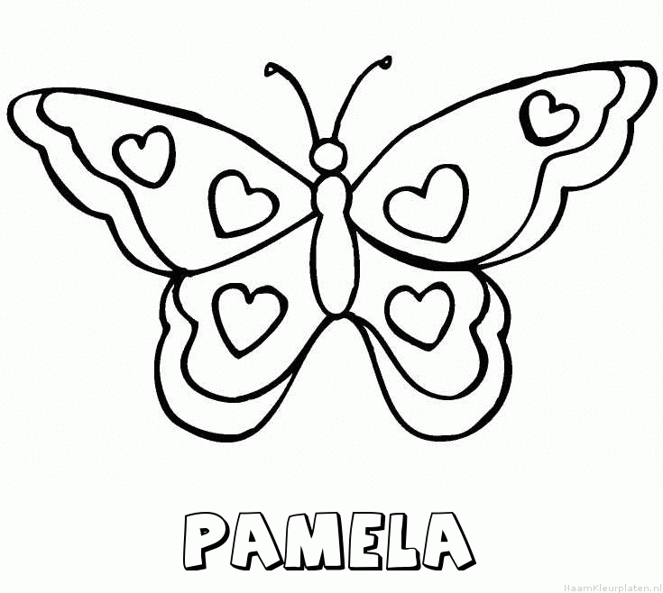 Pamela vlinder hartjes kleurplaat