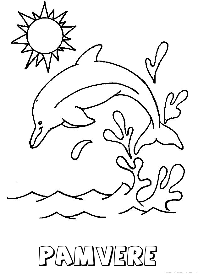 Pamvere dolfijn kleurplaat