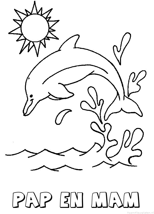 Pap en mam dolfijn kleurplaat