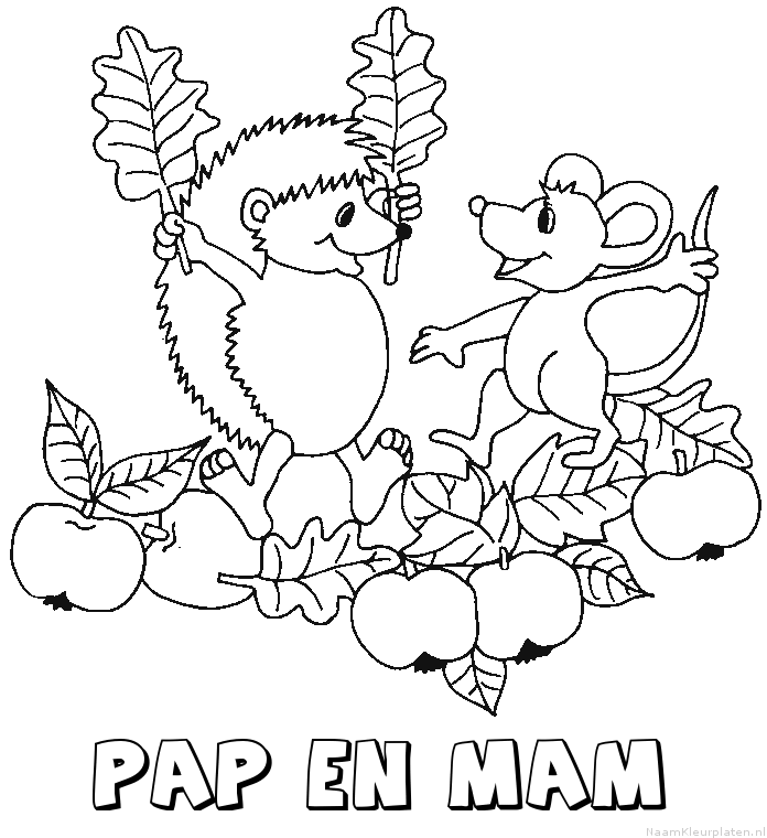 Pap en mam egel kleurplaat