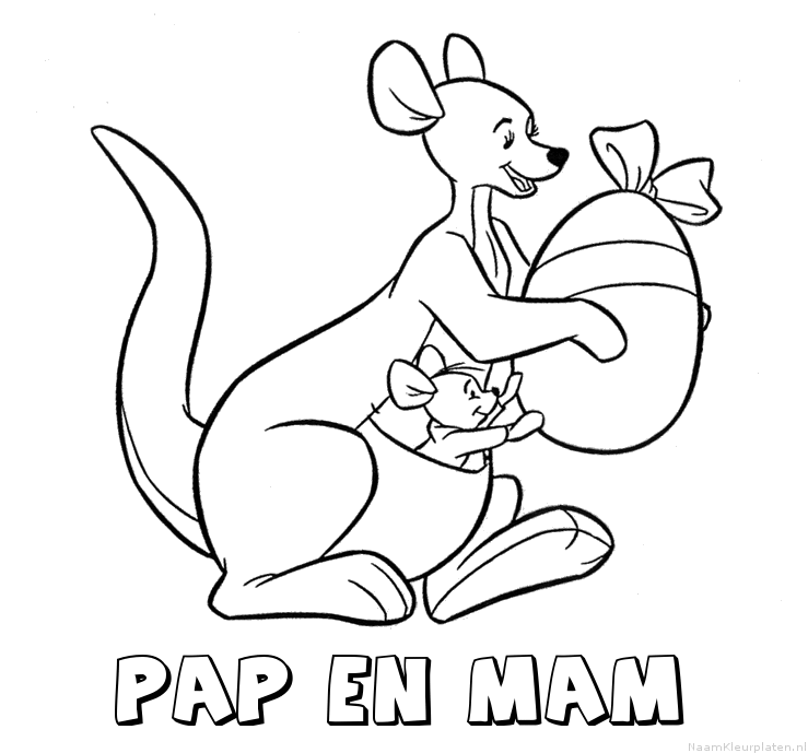 Pap en mam kangoeroe kleurplaat