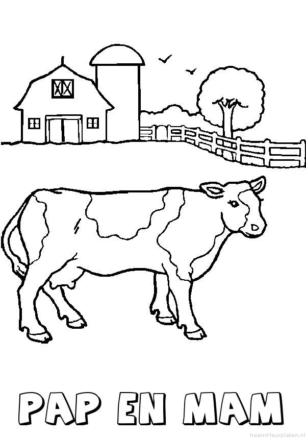 Pap en mam koe kleurplaat