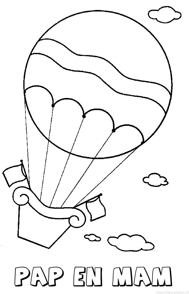 Pap en mam luchtballon kleurplaat