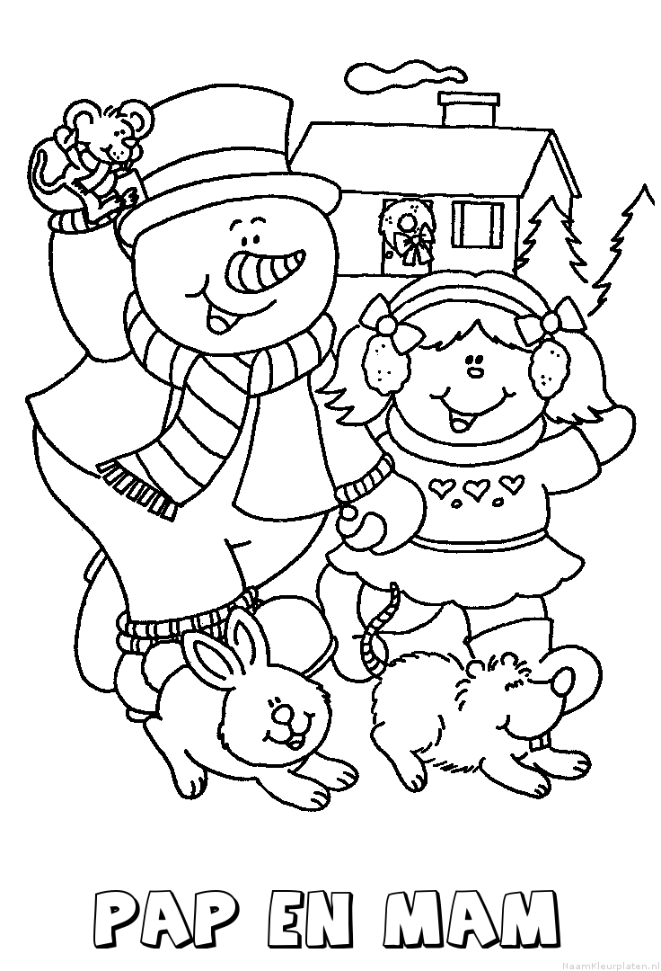 Pap en mam sneeuwpop