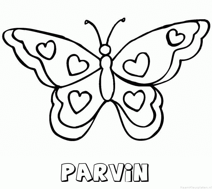 Parvin vlinder hartjes kleurplaat