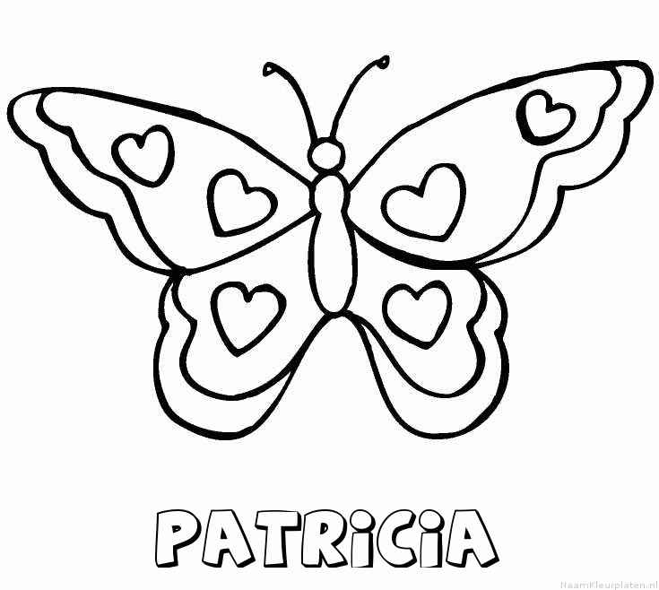 Patricia vlinder hartjes kleurplaat