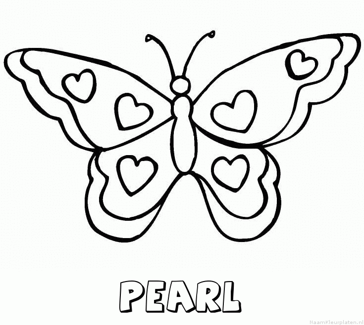Pearl vlinder hartjes kleurplaat