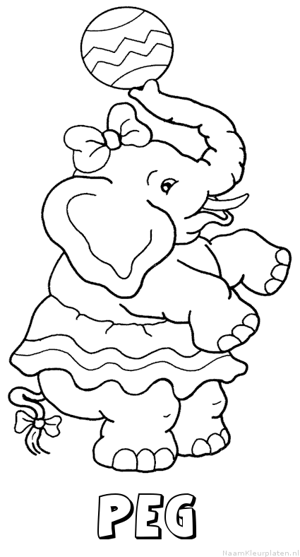 Peg olifant kleurplaat