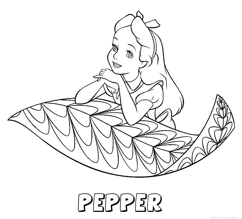 Pepper alice in wonderland kleurplaat