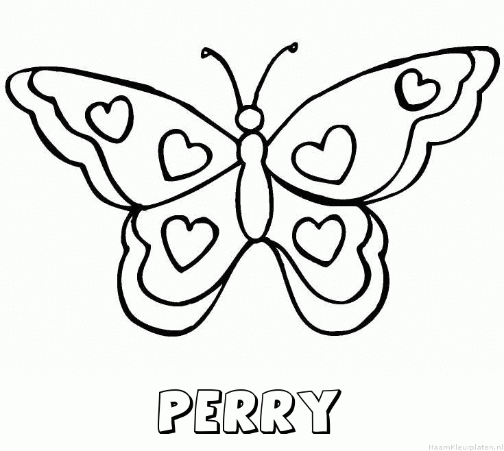 Perry vlinder hartjes kleurplaat