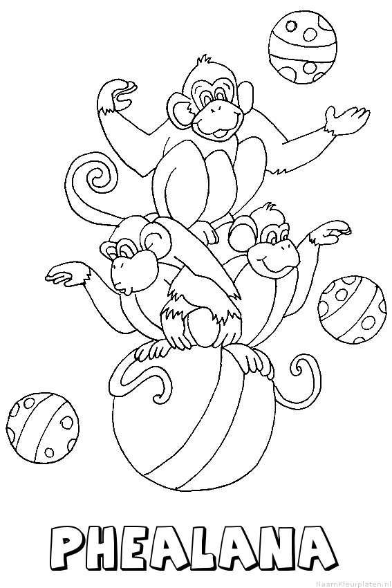 Phealana apen circus kleurplaat