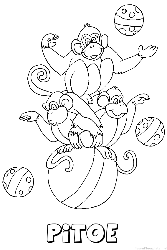 Pitoe apen circus kleurplaat