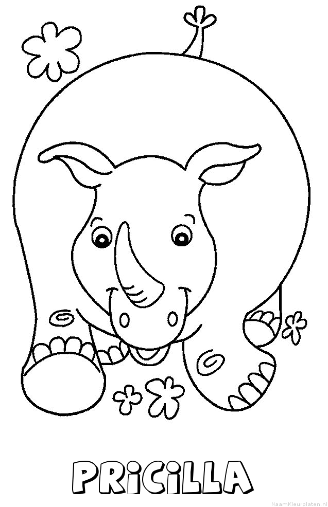 Pricilla neushoorn kleurplaat