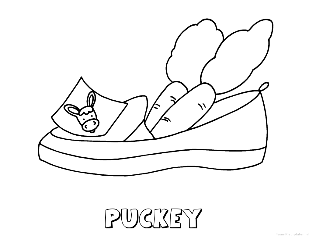 Puckey schoen zetten