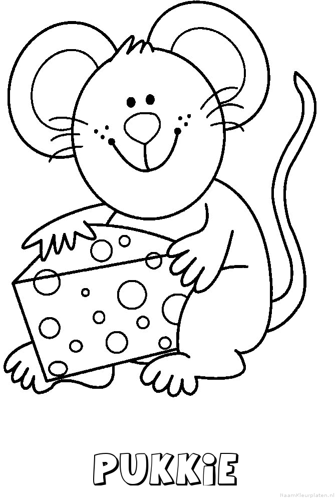 Pukkie muis kaas kleurplaat